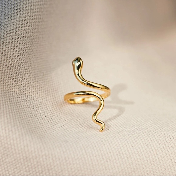 Snake Shape 18K Gold-Plated Bypass Ring - Picture 2 of 9